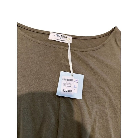 Zenana Women's Mocha Knot Front Short Sleeve Top Size L Casual - Picture 4 of 6